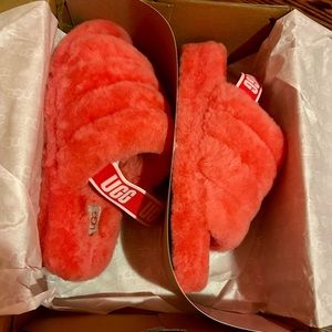 Pink Ugg Fluff Yeah Slides-size 10